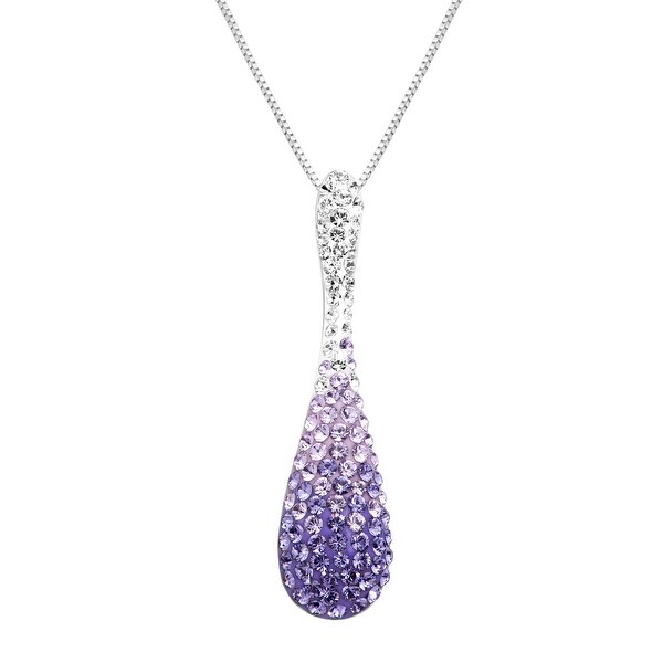 Crystaluxe Drop Pendant Necklace with Purple Ombre Swarovski Crystals in Sterling Silver, 18"
