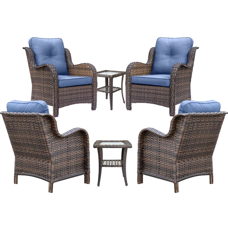 6 Piece Outdoor Wicker Rattan Patio Conversation Furniture Chairs Sets