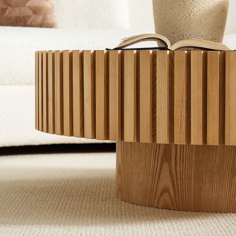 Modern Nested Round Coffee Table Multi-Functional Coffee Table with Sintered Stone Tabletop and Base, for Living Room