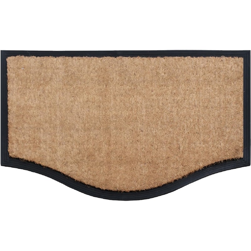 A1HC Rubber and Coir Door Mat Floral Border Dirt Trapper Heavy Weight Doormat - 24"X39" - Plain Coir Black Border