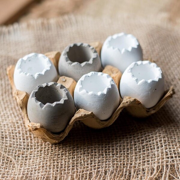 RusticReach Decorative Eggshell Style Cement Planter