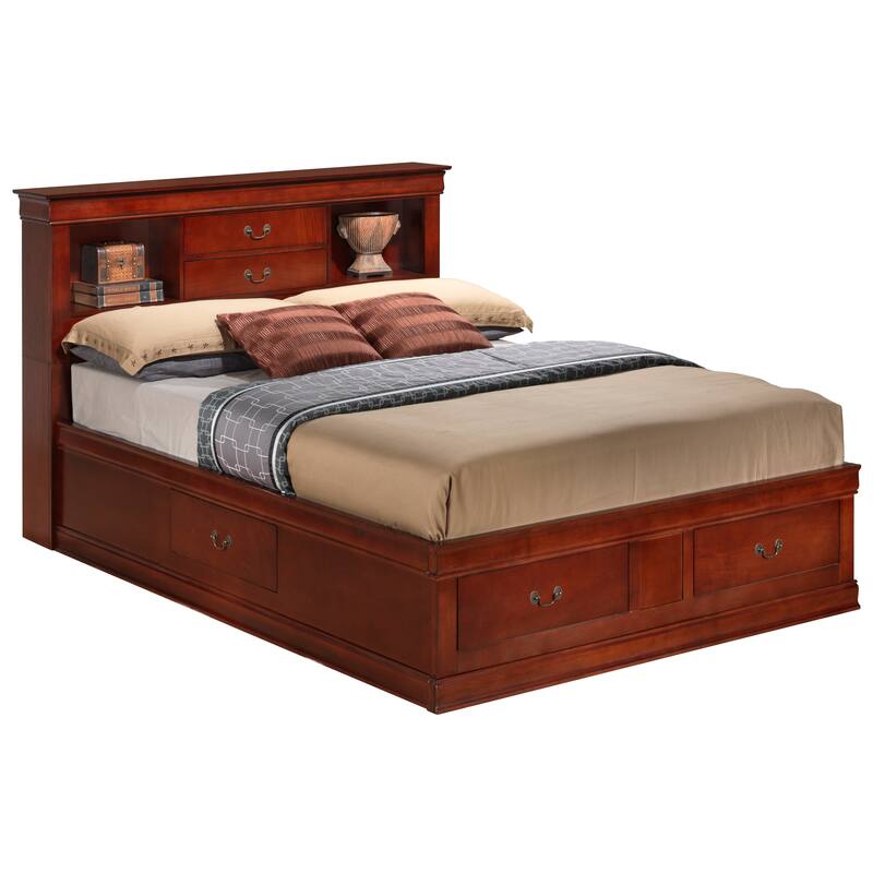 Glory Furniture Louis Phillipe Storage bed - Cherry - Queen