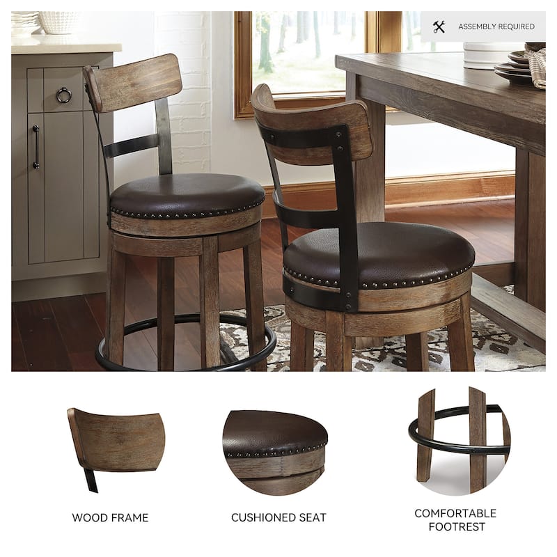 Signature Design by Ashley Sircar Light Brown Swivel Counter Height Bar Stool