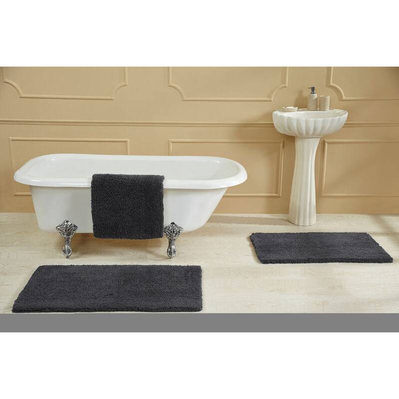 Better Trends Bath Rug 100% Micro Polyester Tufted Anti-Skid Latex Backing Bathroom Rugs for Shower, Sink Bath Mats Micro Plush - 24" x 40" Rectangle - Charcoal
