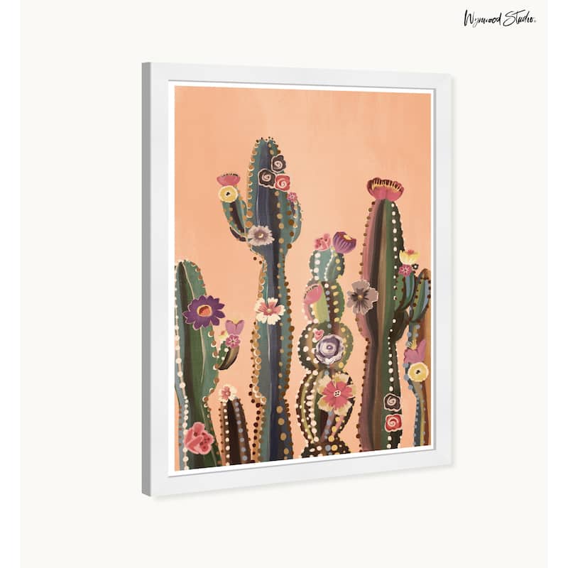 Wynwood Studio Cactus Flora Framed Trendy Maximalist Decor 1 Piece Canvas Wall Art