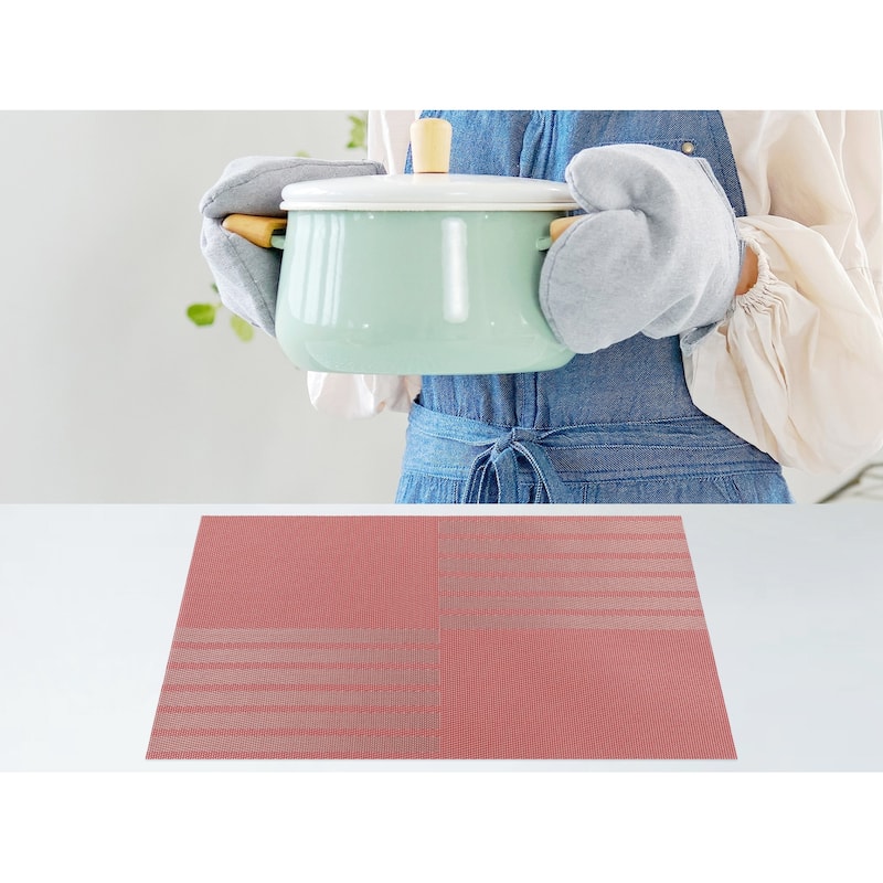 Set of 6 PVC Placemats for Kitchen Dining Table Decor Heat Heat-resistant Table Placemats Wipeable Table Mat - 18*12in