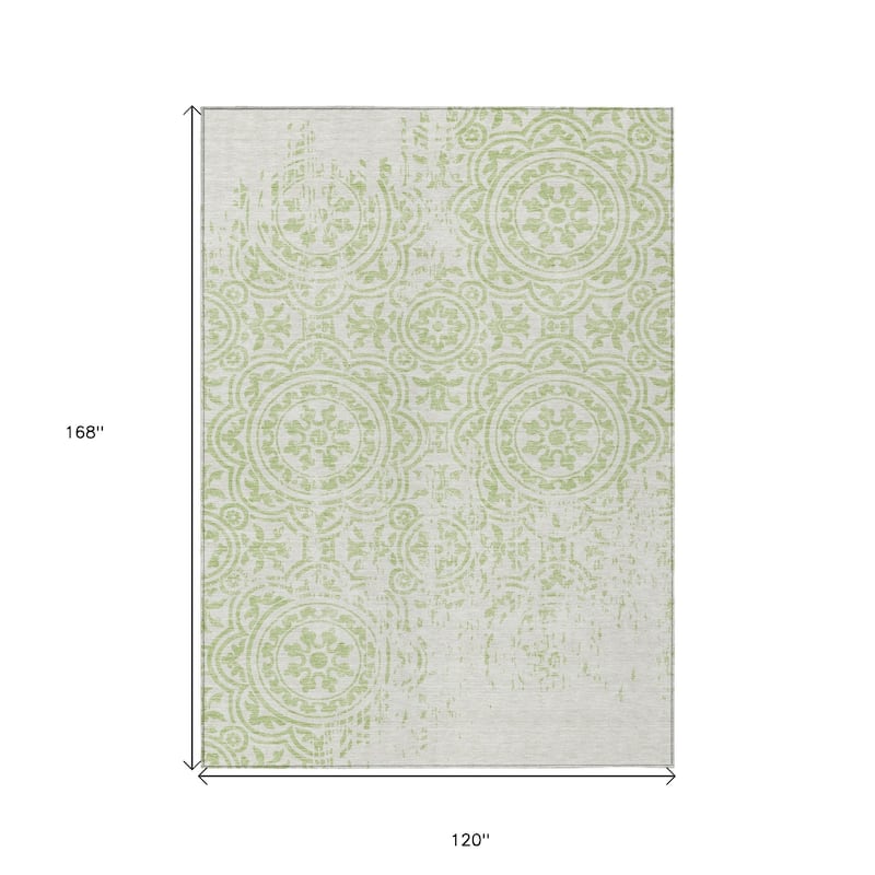 HomeRoots Medallion Transitional Rectangle Outdoor Rug