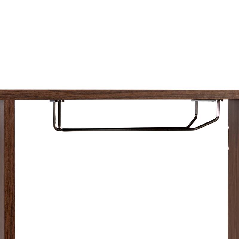 Roomfitters Wall-Mounted Wine Rack with Glass Holder, 3-Tier Wooden Bottle Storage Shelf for Home Bar or Dining Room