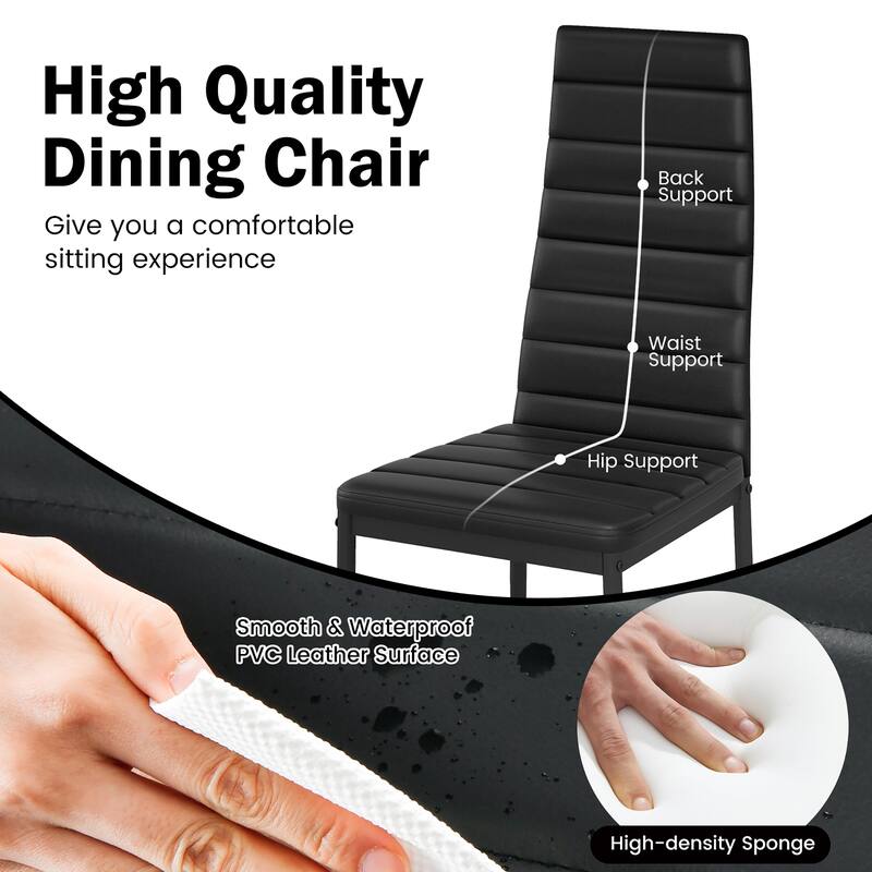 Gymax Set of 6 Dining Side Chair PVC High Back Metal Legs Kitchen Home