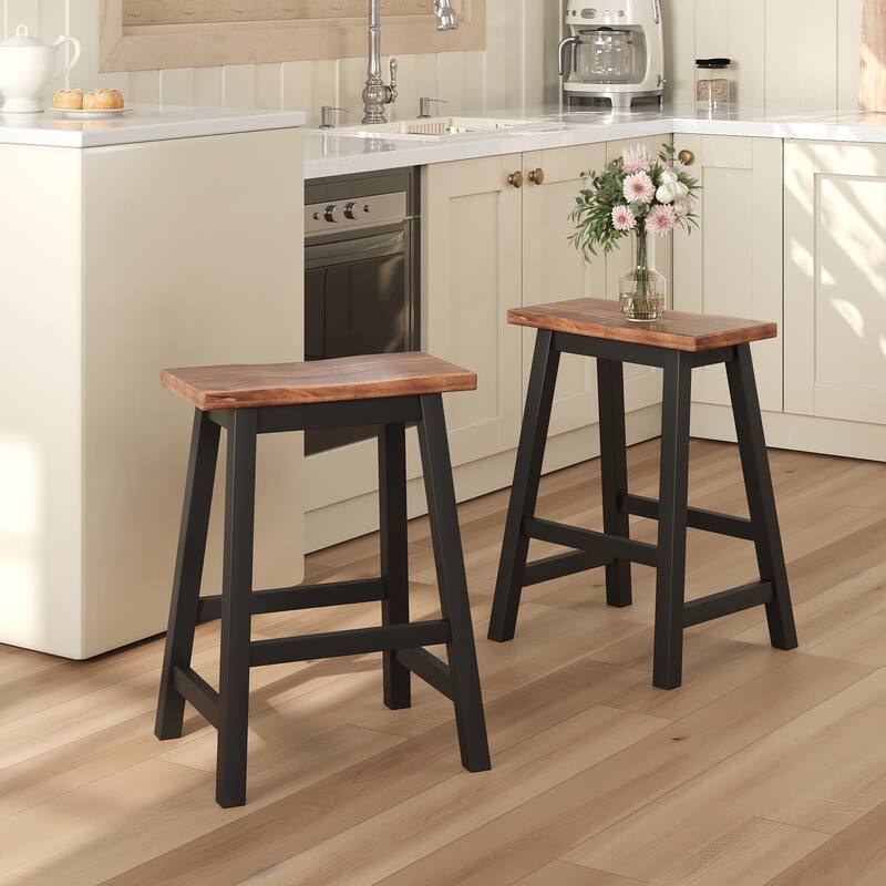 Roomfitters Rustic 3-Piece Stationary Kitchen Island Set with 2 Open Shelves