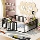 preview thumbnail 31 of 57, Metal Floor Bed Frame with Rails, Montessori Floor Bed with Fence and Door, for Kids Girls Boys Black - Full