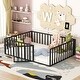 preview thumbnail 3 of 9, Montessori Full Floor Bed Framewith Fence and Door for Playroom, Black