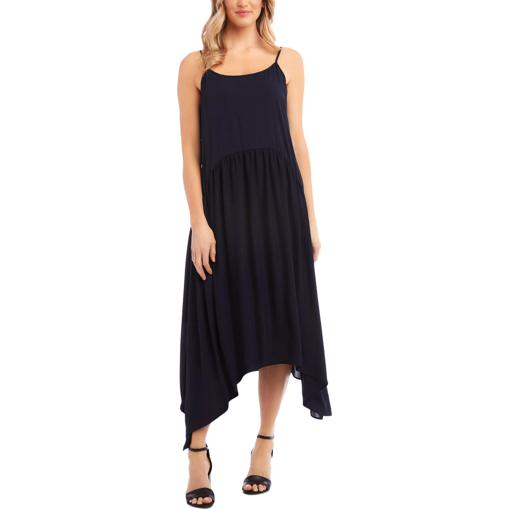 navy slip dress midi