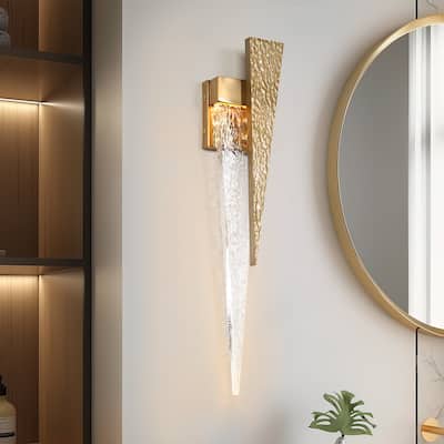 Modern Gold Glam 1-Light LED Wall Sconce Vanity Light - W4.9"xD2.8"xH24.4"