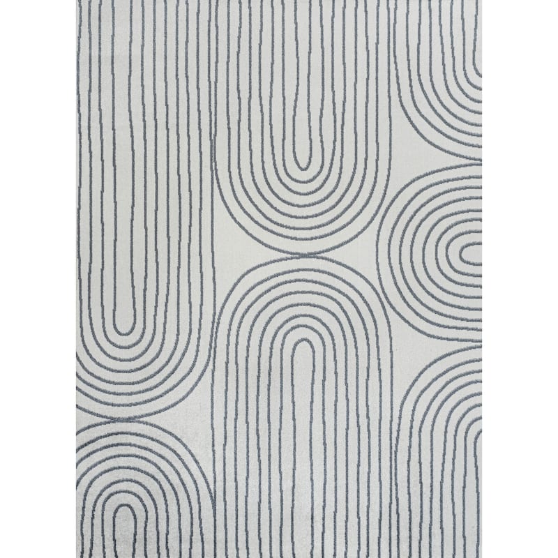 JONATHAN Y Arches Contemporary Glam Geometric Machine-Washable Cream/Dark Gray Area Rug - 3 X 5