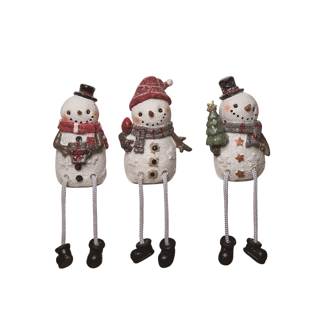 Transpac Resin Melty Snowman Sitter Set of 3 Christmas Home Decorations