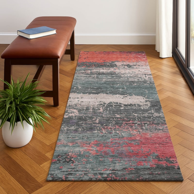 Premium Washable Super Soft Abstract Modern Mayfield Rug - Coral - 2'3" x 7'6"