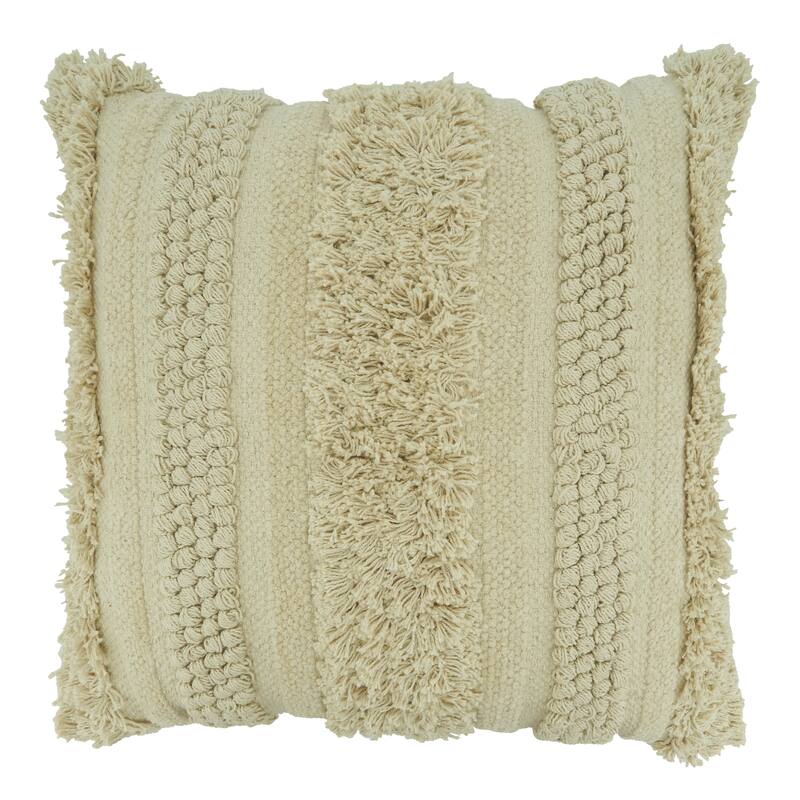Down Filled Fringe Stripe Throw Pillow - 20" x 20"