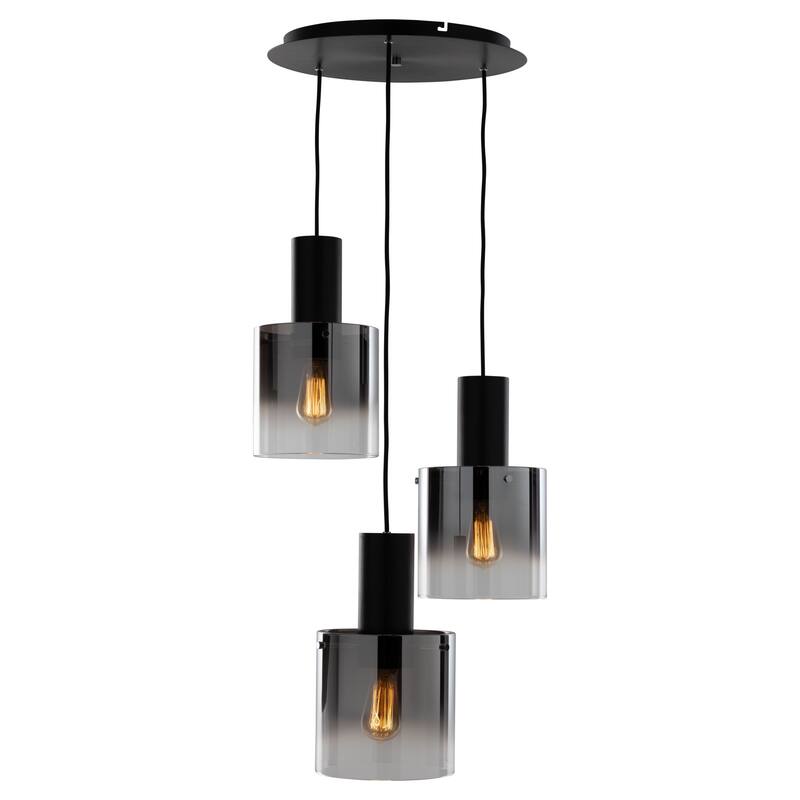 Artcraft Henley - 3-Light Chandelier - Smoke Glass/Satin Black