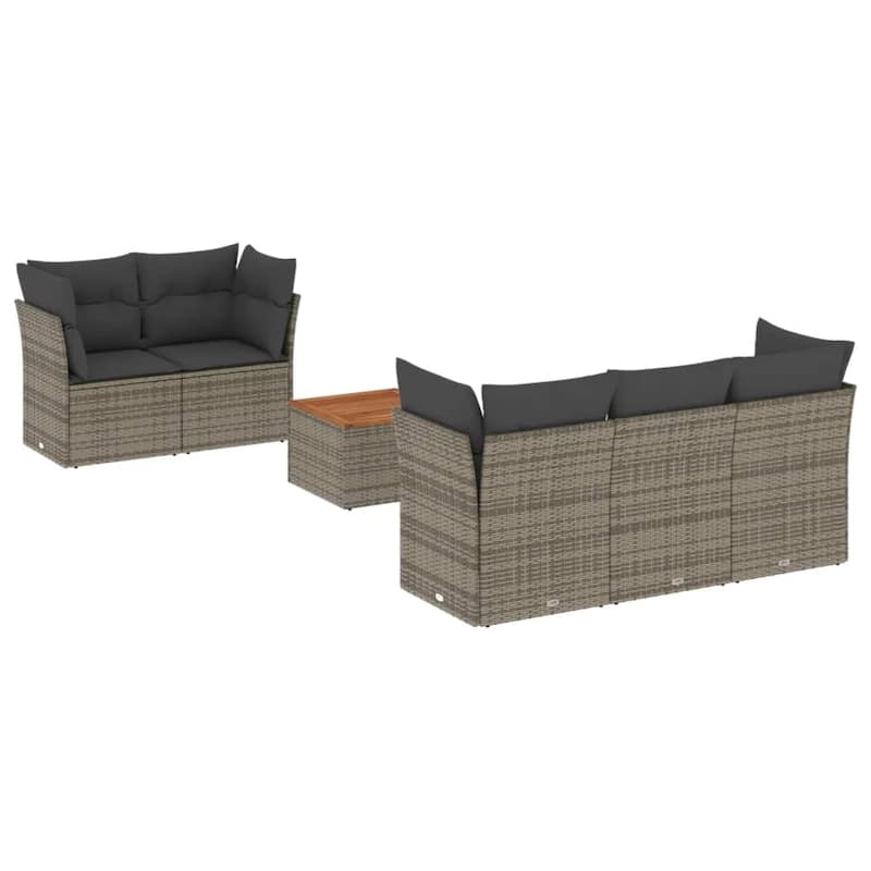 vidaXL Patio Sofa Set with Cushions Outdoor Furniture 6 Piece Poly Rattan - 21.7 x 21.7 x 14.6