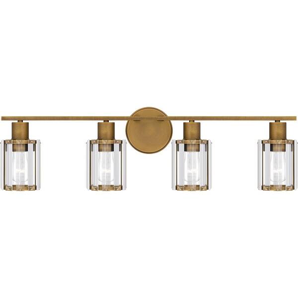 slide 2 of 8, Isla 4-Light Weathered Brass Vanity Light|Metallic