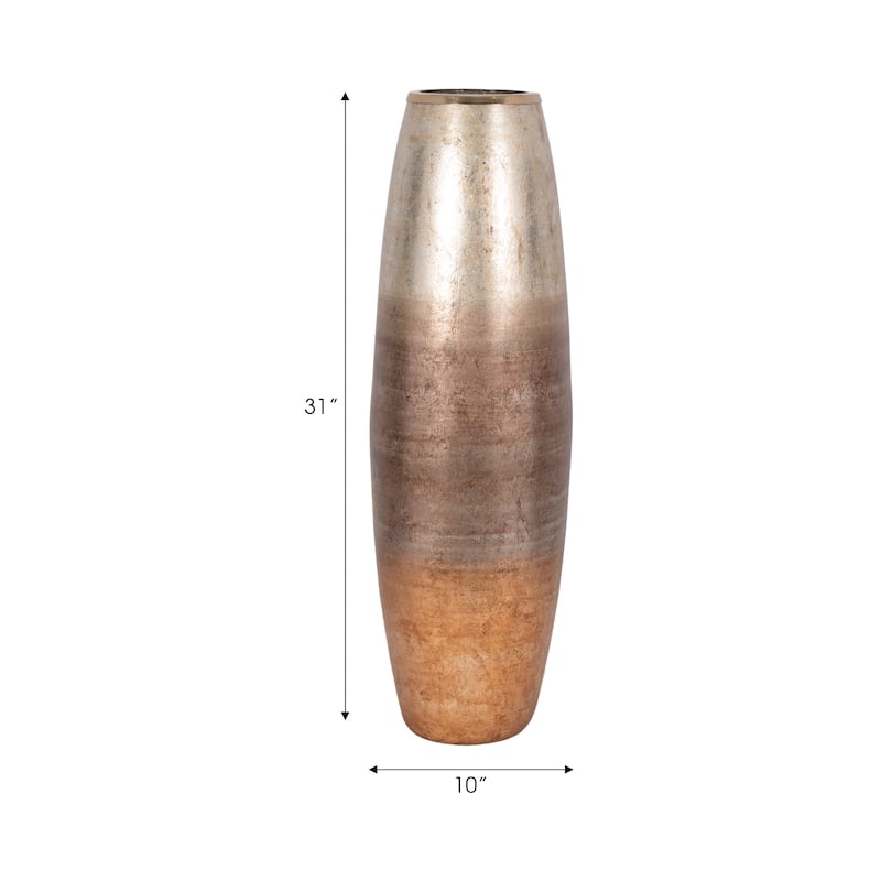 Sagebrook Home Curved Glass Vase, Glass/Metallic, Multi Finish, 17,24,31 Inch