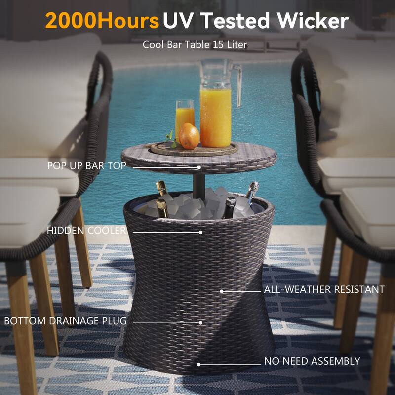 5 Pieces Ottomans Furniture Chair Sets, Patio Conversation Set for Porch, Backyard, Balcony, Poolside
