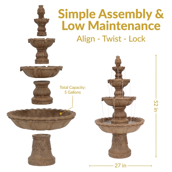 Sunnydaze 4-Tier Pineapple Outdoor Water Fountain - 52