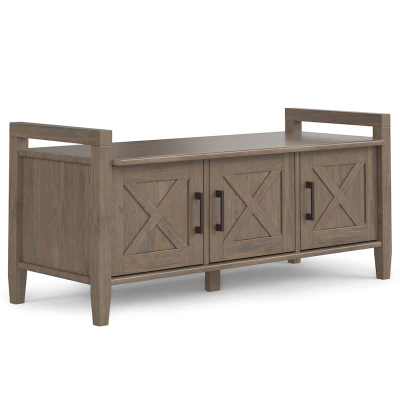 WYNDENHALL Cantina SOLID WOOD 44 inch Wide Transitional Entryway Storage Bench in Smoky Brown - 18" d x 44" w x 19.8" h
