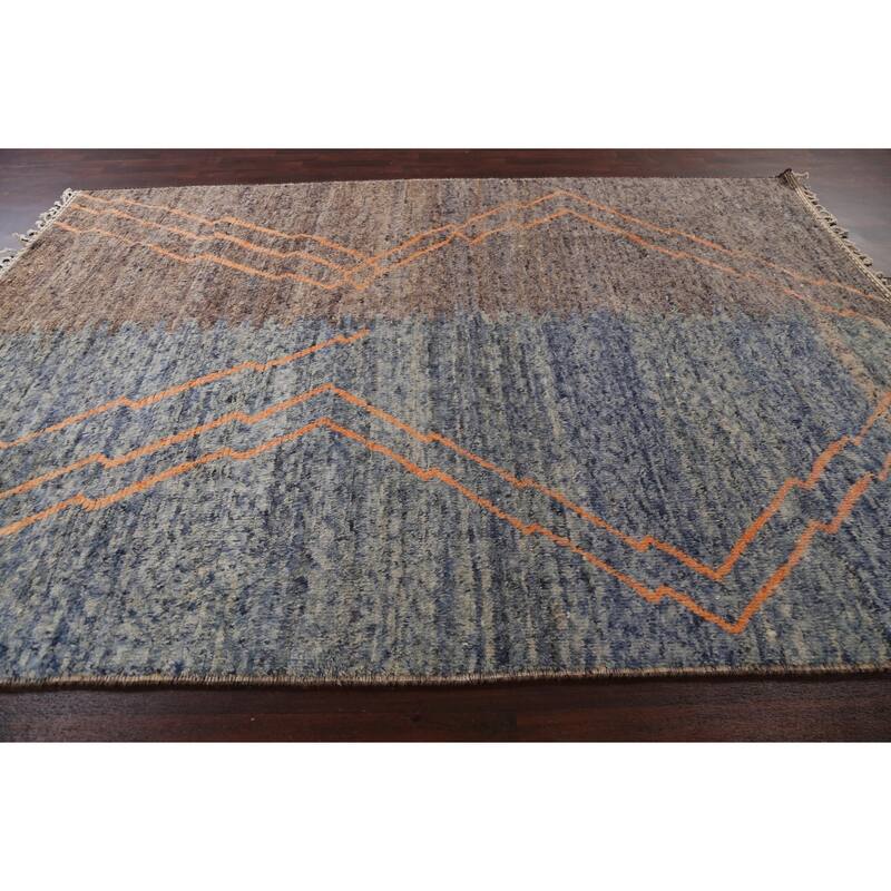 Contemporary Abstract Moroccan Oriental Area Rug Handmade Wool Carpet - 8'0" x 11'0"