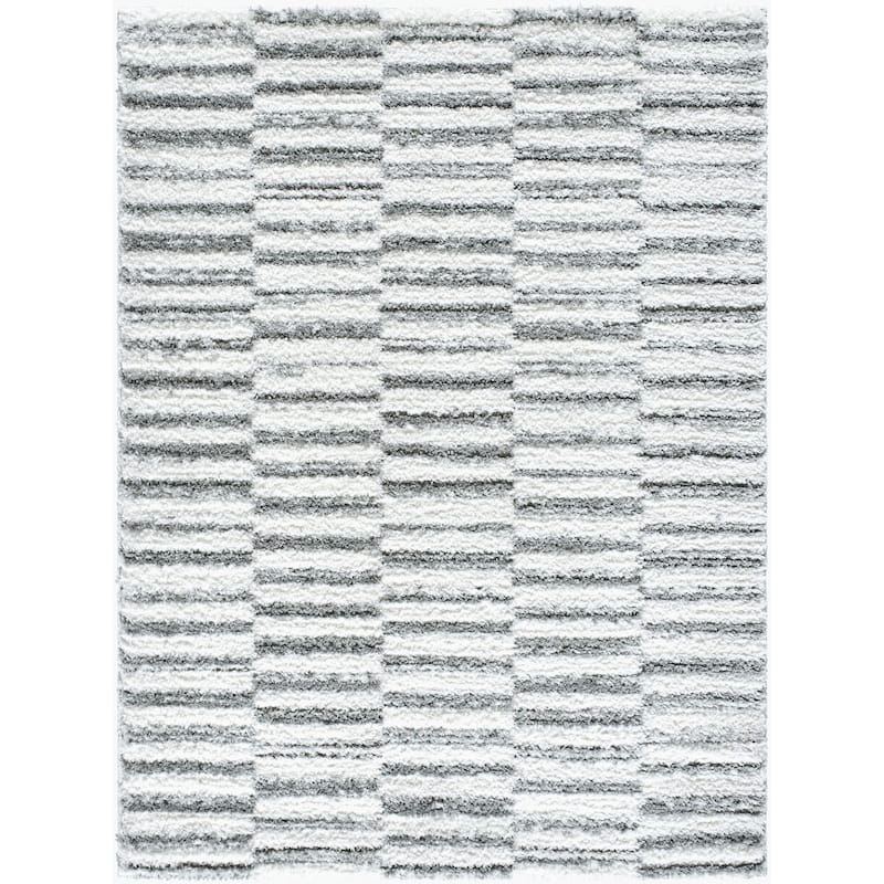 Livabliss Modern & Contemporary Nomadic Abstract Area Rug - 7'10" x 10' - Charcoal/White