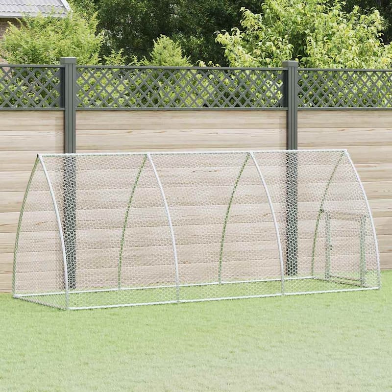 vidaXL Chicken Cage Silver 39.4"/118.1"/236.2"/x41.3"x47.2" Galvanized Steel - 118.1" x 41.3" x 47.2"