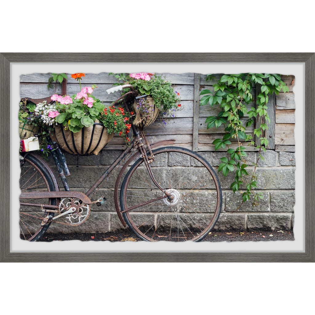 Bike Planter Framed Wall Art, Nature-Inspired Accent - Refreshing Botanical Touch for Your Walls