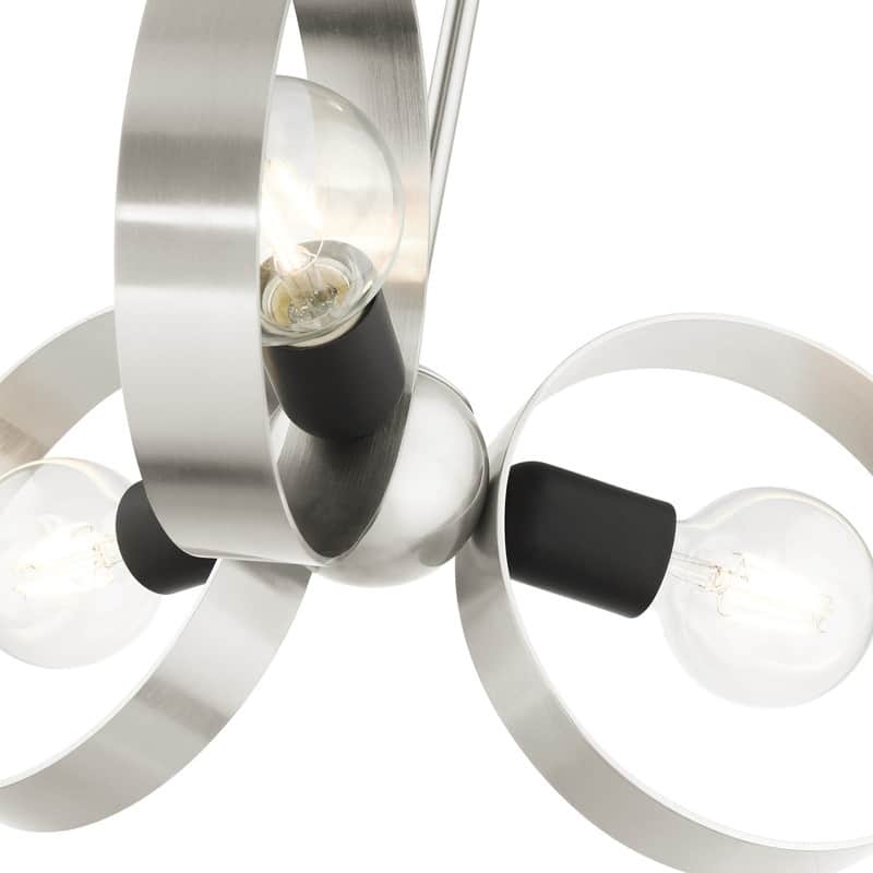 Livex Lighting 3 Light Brushed Nickel Chandelier, 46423-91 - 19" Dia x 14.75" - 44.75" Adj. H