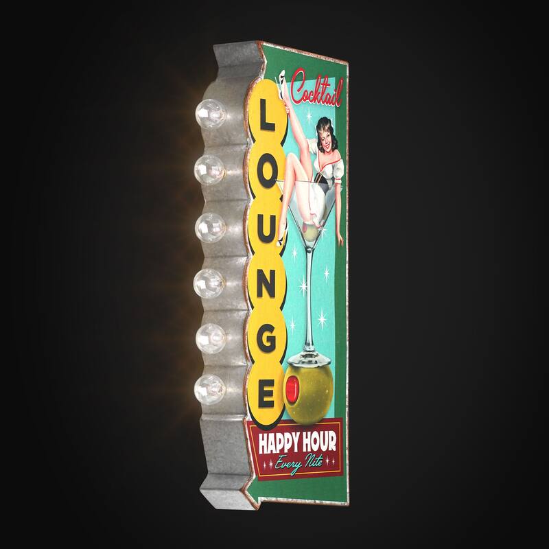 Metal LED Cocktail Lounge Every Nite Marquee Wall Sign - 23.75" x 9" x 3"