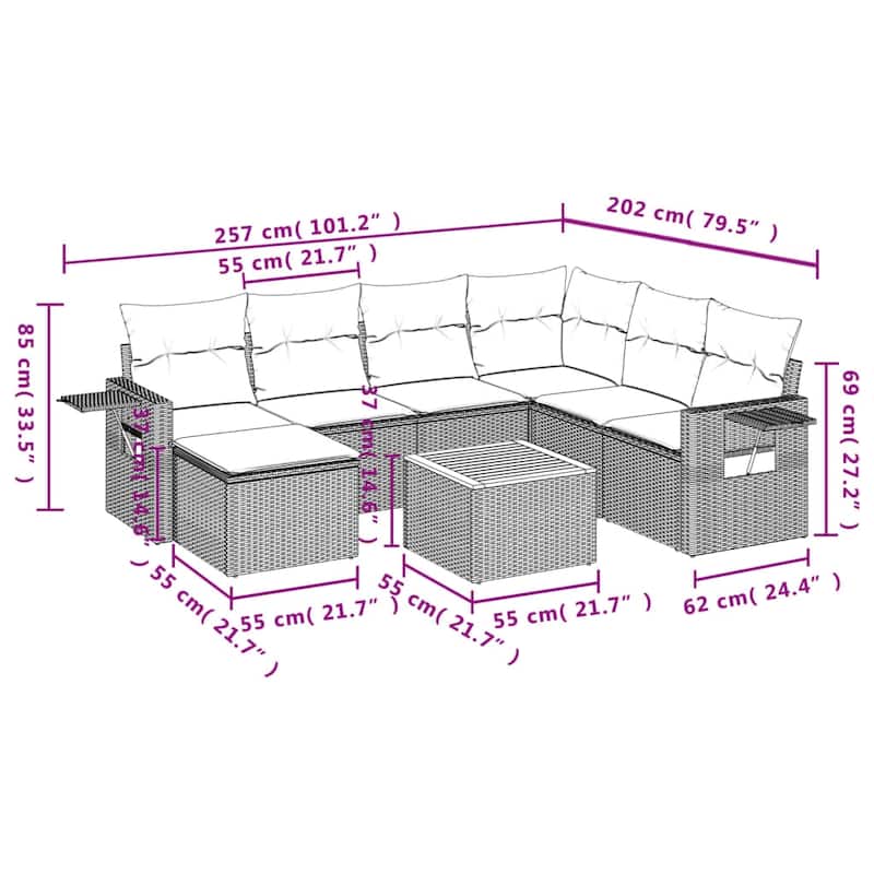 vidaXL Garden Sofa Set PE rattan Medium Modular Garden Sofa Set
