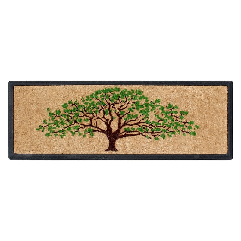 A1HC Natural Rubber and Coir Thick Heavy Duty Non Slip Doormat 18" X 48" - Us National Oak Tree Green