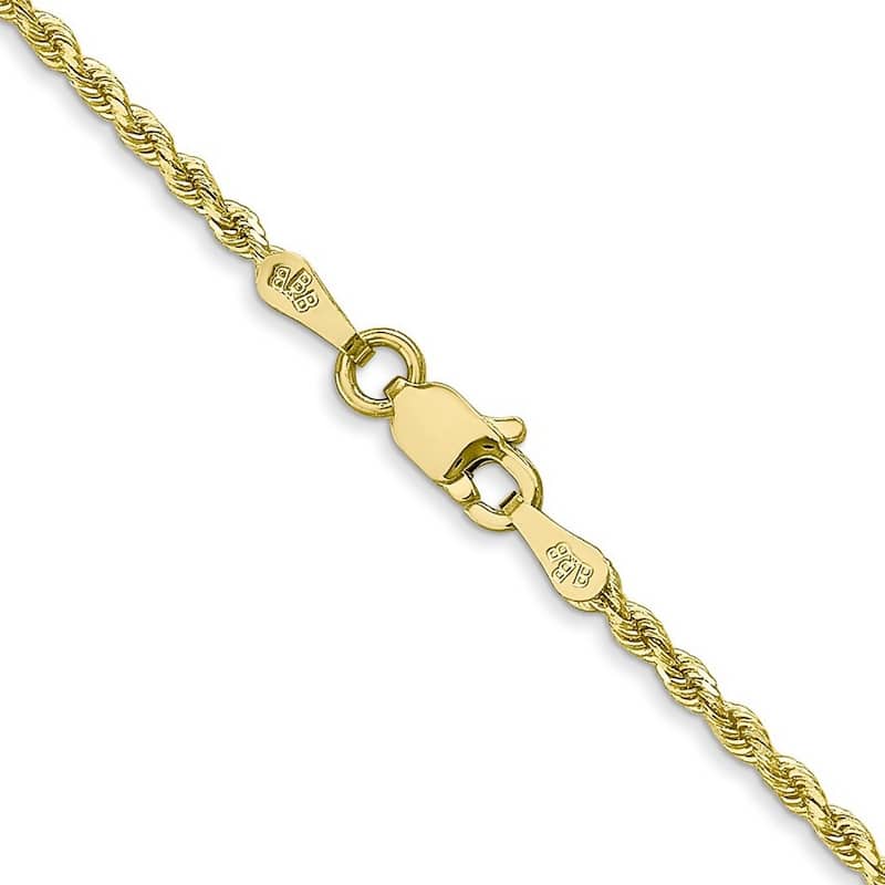 Curata 10k Yellow Gold Handmade 7" 8" or 9" 1.75mm Diamond Cut Rope Chain Bracelet for men or women