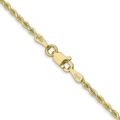 Curata 10k Yellow Gold Handmade 7" 8" or 9" 1.75mm Diamond Cut Rope Chain Bracelet for men or women