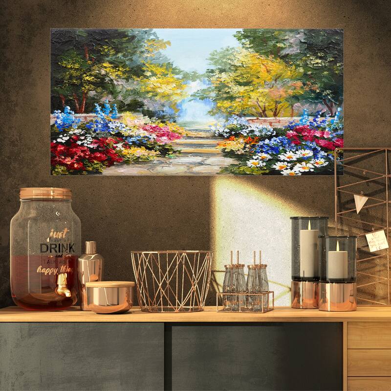 Designart "Summer Forest with Flowers" Landscape Art Print Canvas