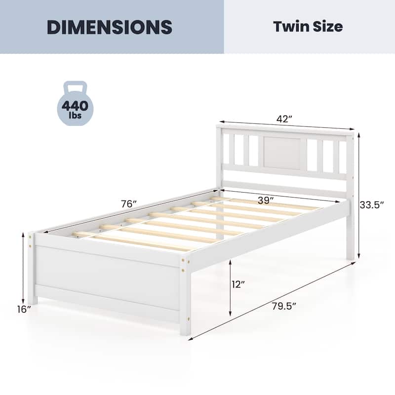 Gymax Twin / Queen / Full Size Bed Frame w/ Headboard Wood Slat