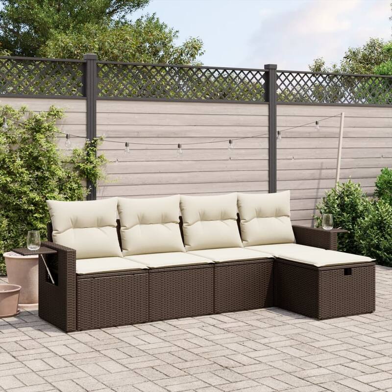 vidaXL Garden Sofa Set Beige/Black/Brown/Grey
