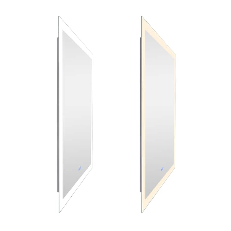 49" x 30" Abigail Matte White Rectangle LED Wall Mirror