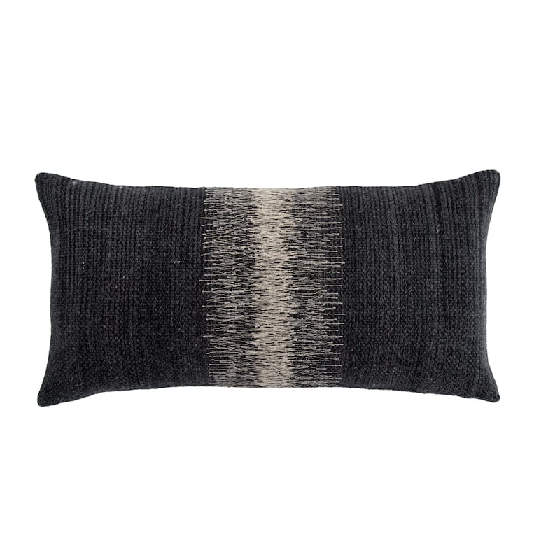 The Curated Nomad Otis Ombre Black/ Grey Throw Pillow - 12"X24" Cover Only - Black/Gray