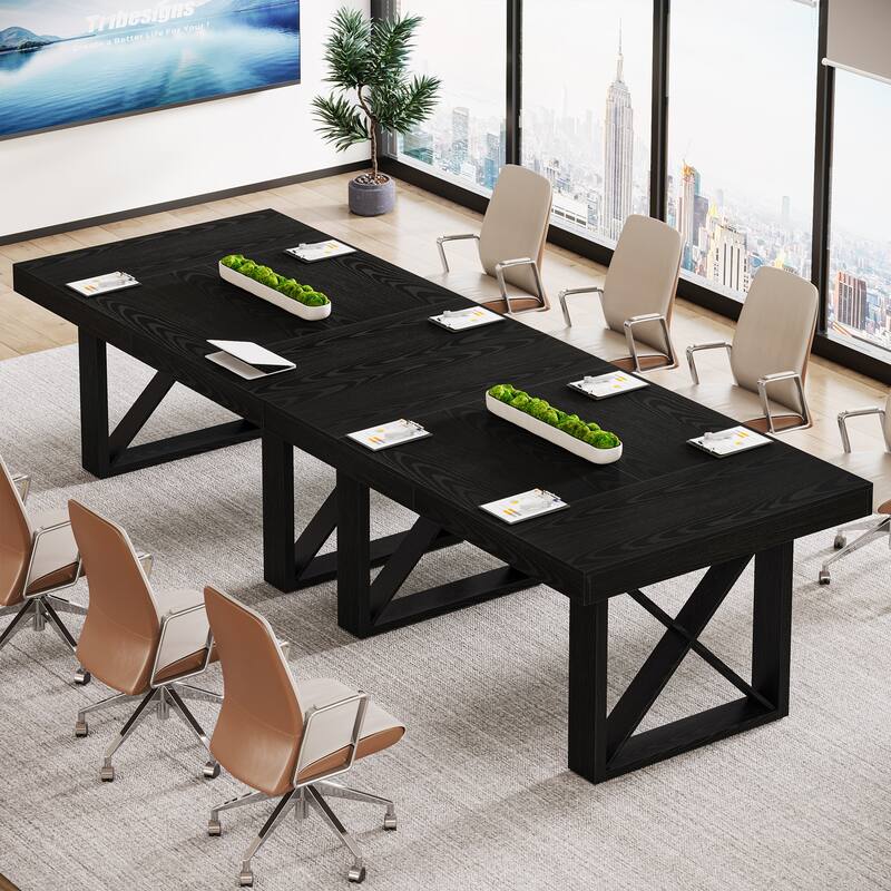 63-Inch Long Wood Conference Table, Simple Meeting Desk for Home Office & Small Team Gatherings