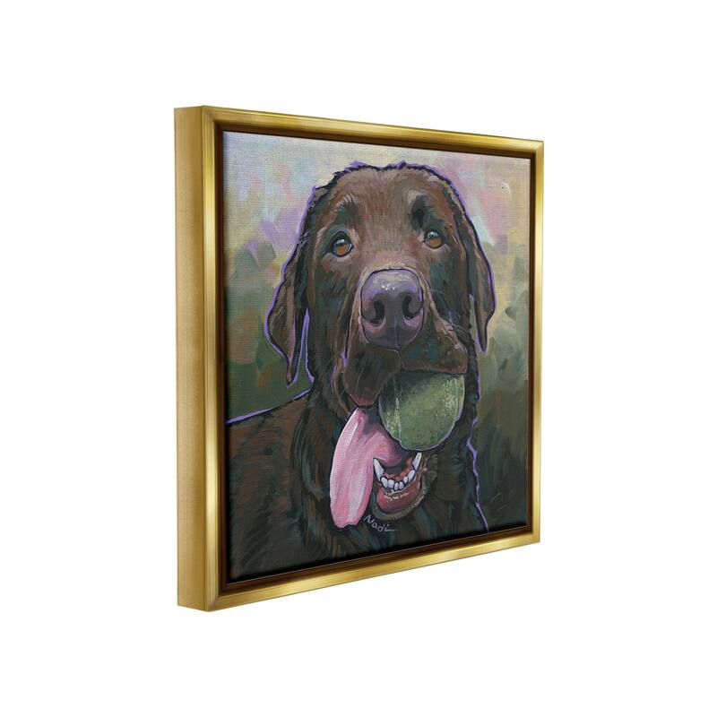 Stupell Dog Playing Ball Portrait Framed Floater Canvas Wall Art Design By Nadi Spencer