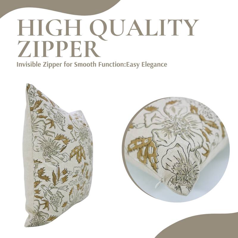 Fabdivine Handmade Floral Soft Pure Linen Throw Home Décor Pillow Cover