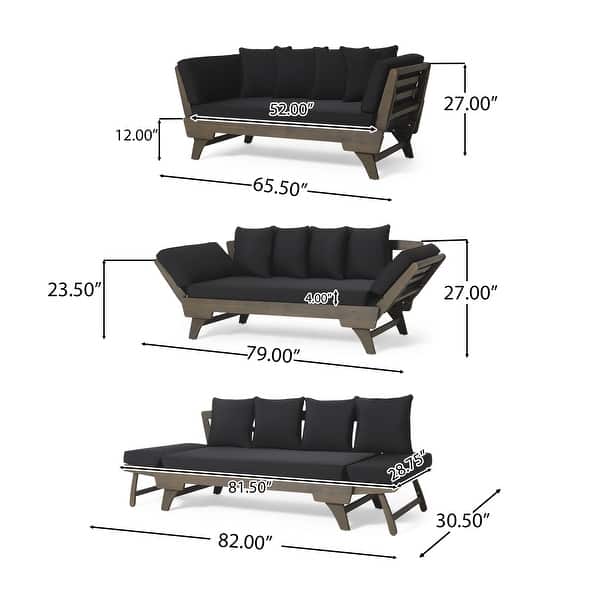dimension image slide 3 of 4, Ottavio Outdoor Daybed with Cushions by Christopher Knight Home