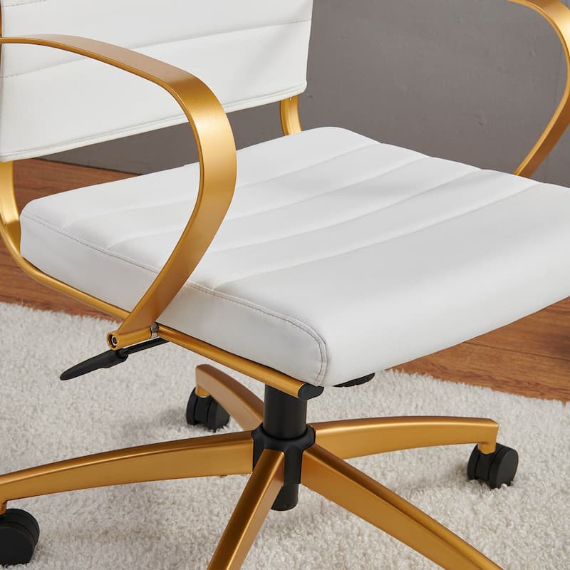 LUXMOD® Office Chair Faux Leather Silver Frame Adjustable and Swivel