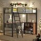preview thumbnail 16 of 28, Contemporary Full Size Metal Loft Bed with 3 Layers of Shelves and L-shaped Desk, Versatility galore, Maximized space, White Black